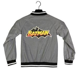 Batman Jacket Boy's Size 7/8 Zip Up Coat DC Comics‎ Silver Grey Black Kids
